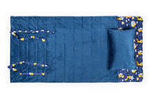 Load image into Gallery viewer, JuniorWeightedSleepingBagSet-fullpic witn navy blue minky