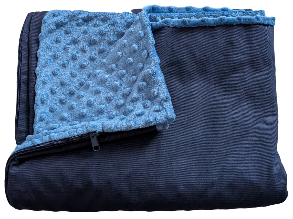 Blue textured blanket cover on white background