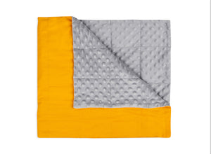 Yellow Cotton & Grey Minky Blanket