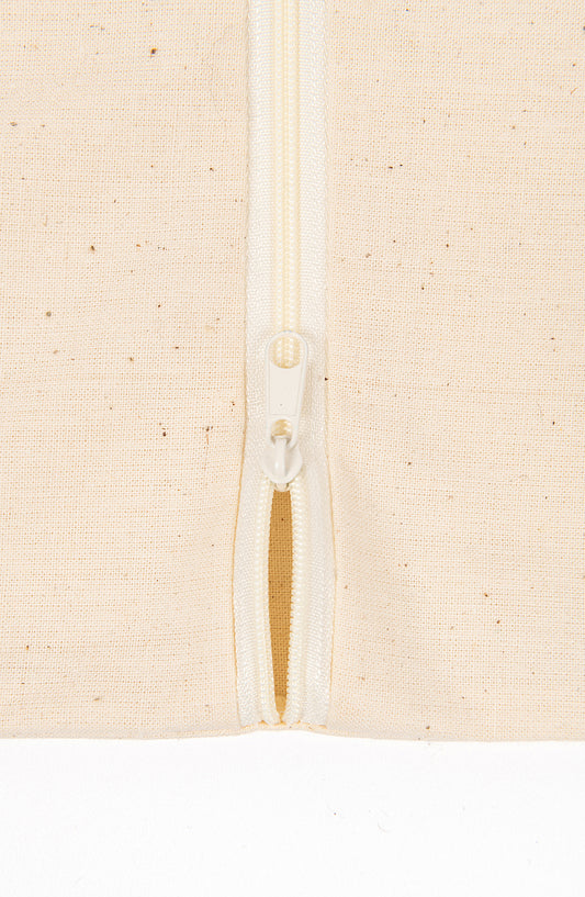 weighted blanket storing/ washing natural bag with zipper on the white background