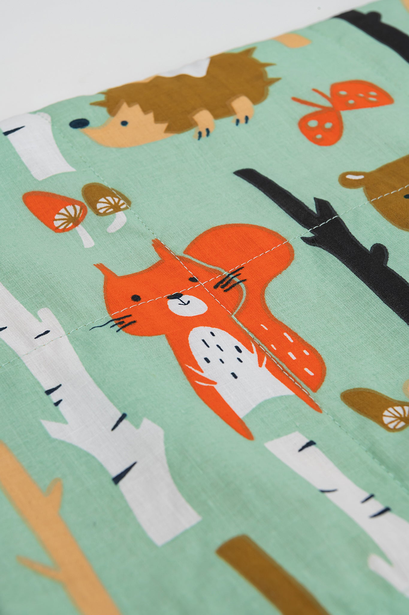 woodland animals cotton print top cloes up