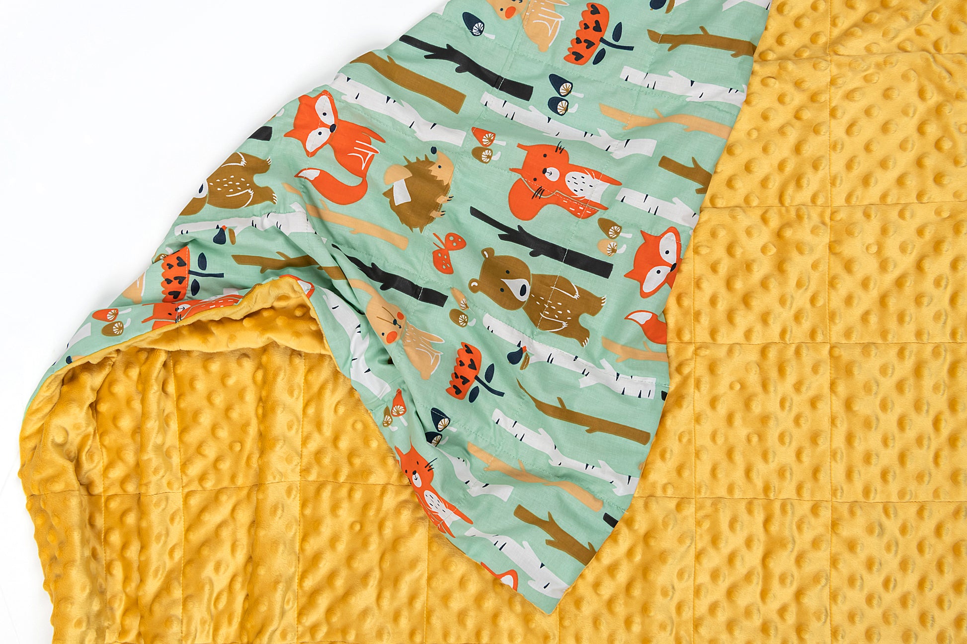 woodland animals cotton weighted blanket with minky backing