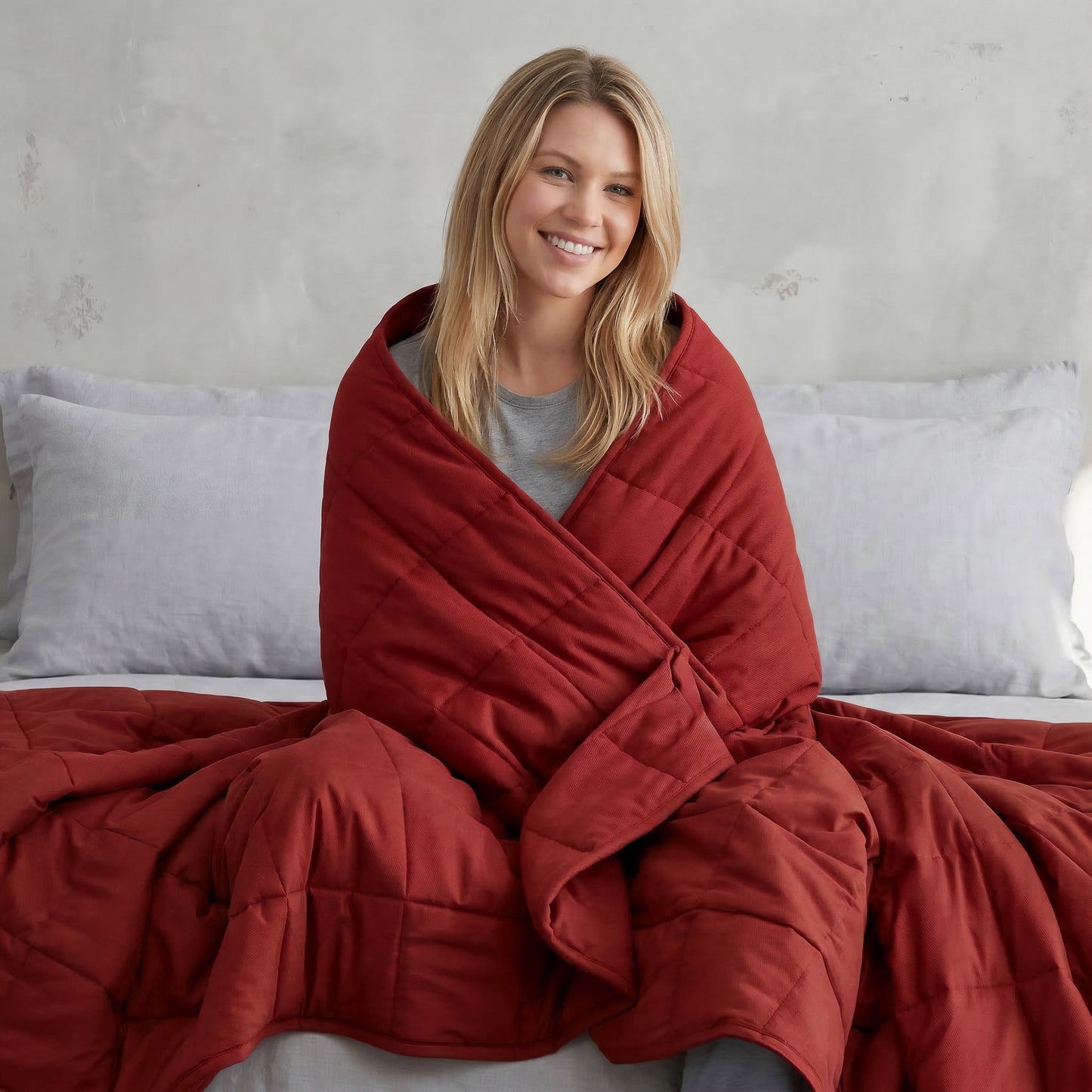 RED COTTON WEIGHTED BLANKET