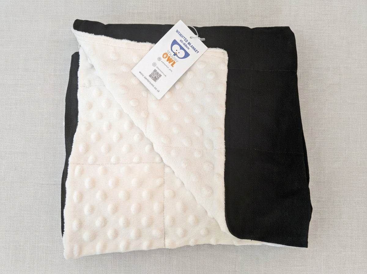 Black Cotton & White Plush Weighted Blanket
