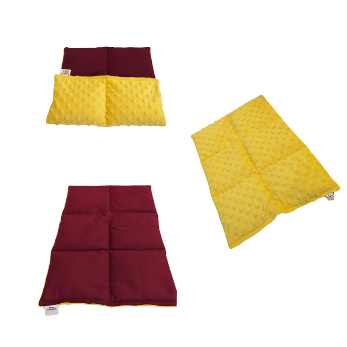 Weighted Lap Pad, Cherry Red Cotton & Yellow Minky - Various weights