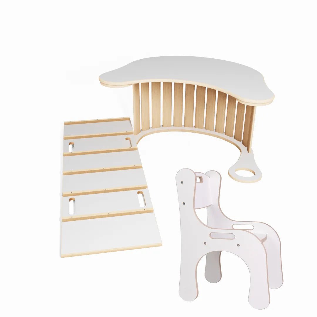 ENGEERING'S SET(ROCKER+LADDER+TABLE TOP+ERGONOMIC CHAIR)- GOOD WOOD