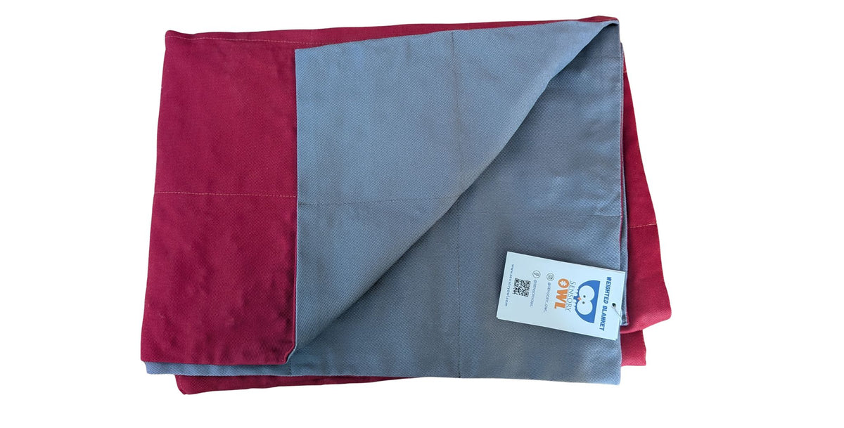 Maroon Cotton & Dark Grey Cotton Weighted Blanket 