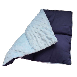 4kg Weighted Lap Pad, Navy Cotton with Baby Blue Minky Weighted Lap Pillow