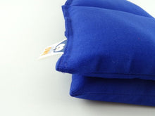 Load image into Gallery viewer, cotton weighted lap pillow in cobalt blue senory owl 