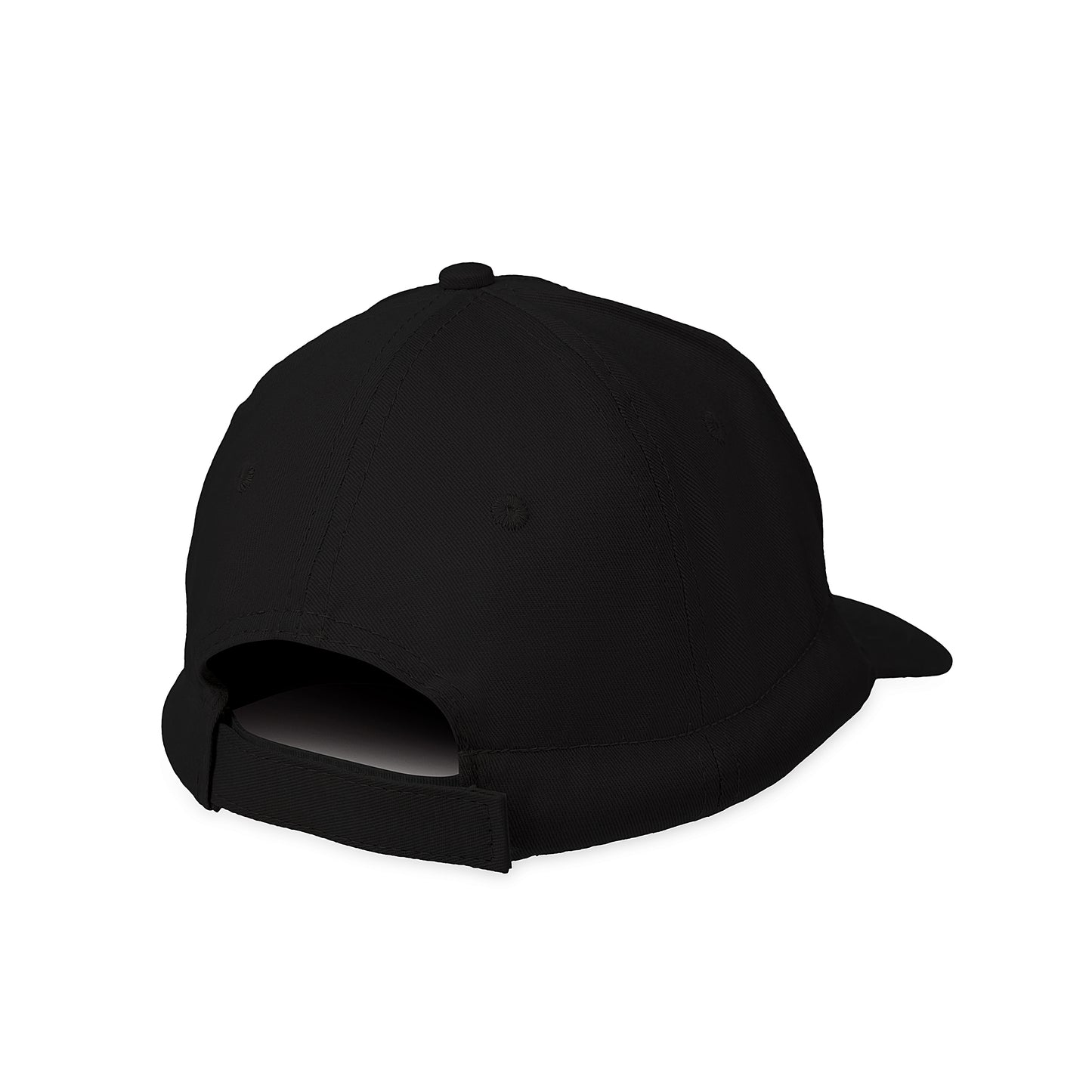 back side showing velcro adjustment of a black weighted sensory calm cap