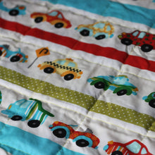 Load image into Gallery viewer, Toy Cars &amp; Blue Minky Weighted Blanket | Sensory Owl