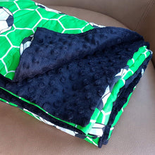 Load image into Gallery viewer, Football Pattern &amp; Black Minky Weighted Blanket | Sensory Owl