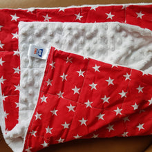 Load image into Gallery viewer, Red Stars &amp; White Minky Blanket | Sensory Owl