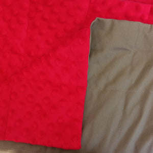 90x120cm, Beige Cotton & Red Minky Blanket, 3.7kg
