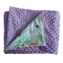 Load image into Gallery viewer, Owls &amp; Lavender Minky Blanket | SENSORY OWL