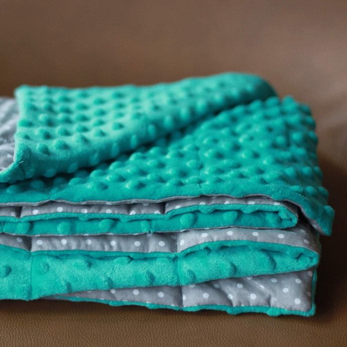 White Dots & Turquoise Minky Blanket | Sensory Owl