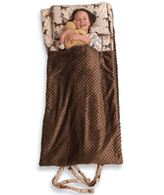 Load image into Gallery viewer, Horses with Brown minky Junior Weighted Sleeping Bag Set