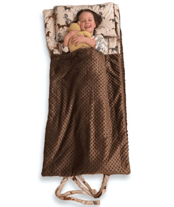 Horses with Brown minky Junior Weighted Sleeping Bag Set