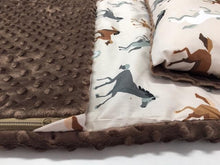 Load image into Gallery viewer, Horses with Brown minky Junior Weighted Sleeping Bag Set