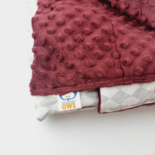 Load image into Gallery viewer, KARO &amp; CHERRY RED MINKY WEIGHTED BLANKET | SENSORY OWL