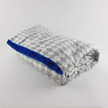 Load image into Gallery viewer, Karo Minky Weighted Blanket with cobalt minky backing
