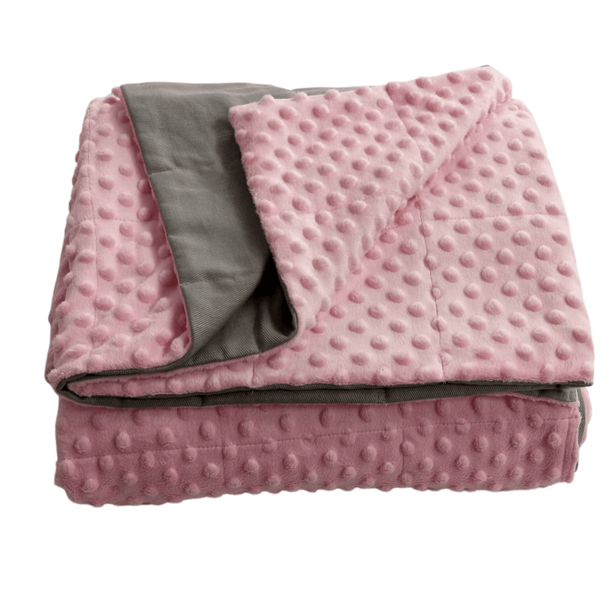 Light Grey Cotton & Baby Pink Minky Weighted Blanket | 150x200cm, 8kg | Sensory Owl