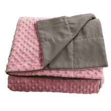 Load image into Gallery viewer, Light Grey Cotton &amp; Baby Pink Minky Weighted Blanket | 150x200cm, 8kg | Sensory Owl