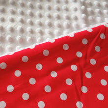Load image into Gallery viewer, RED POLKA DOT MINKY WEIGHTED BLANKET | SENSORY OWL
