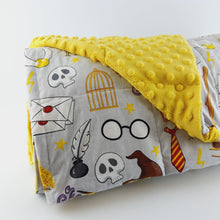 Load image into Gallery viewer, SCHOOL OF MAGIC WEIGHTED BLANKET harry potter style made by sensory owl