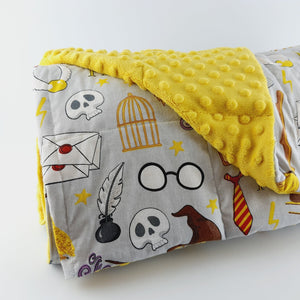 SCHOOL OF MAGIC WEIGHTED BLANKET harry potter style made by sensory owl